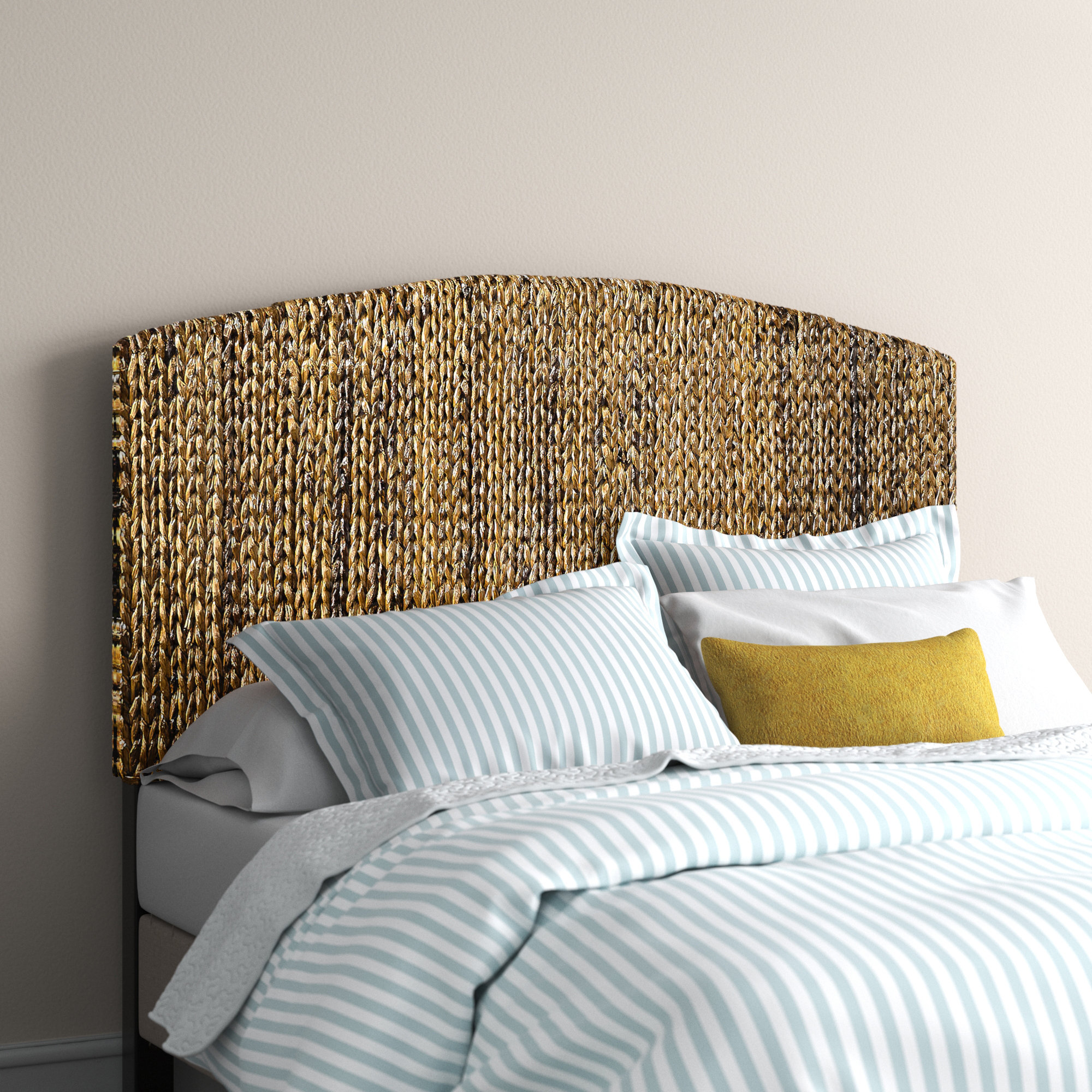 Sand Stable Dorthea Rattan Panel Headboard with Solid Wood Legs Reviews Wayfair